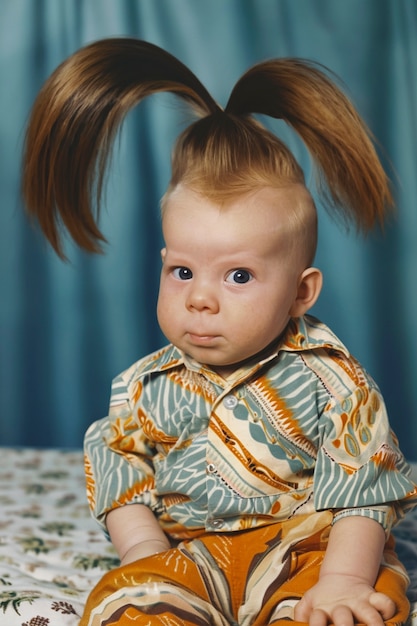 Free Photo portrait of baby with funny wig