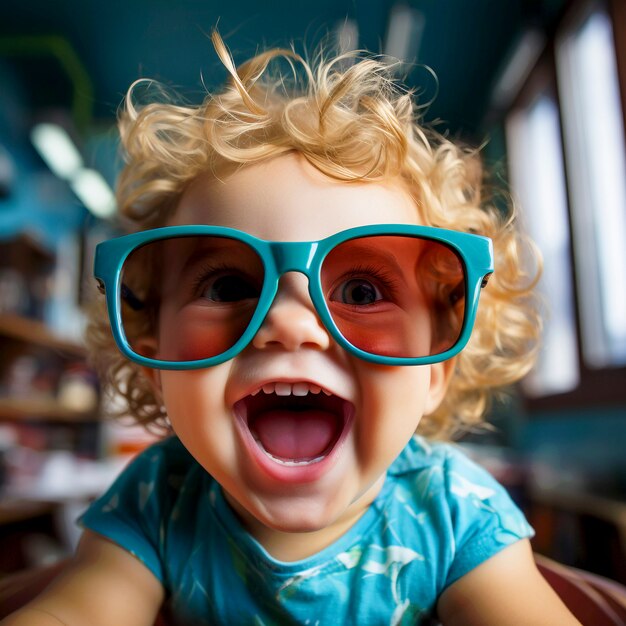 Portrait of baby with sunglasses