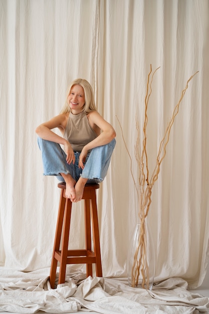 Portrait of beautiful albino woman