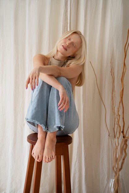 Portrait of beautiful albino woman