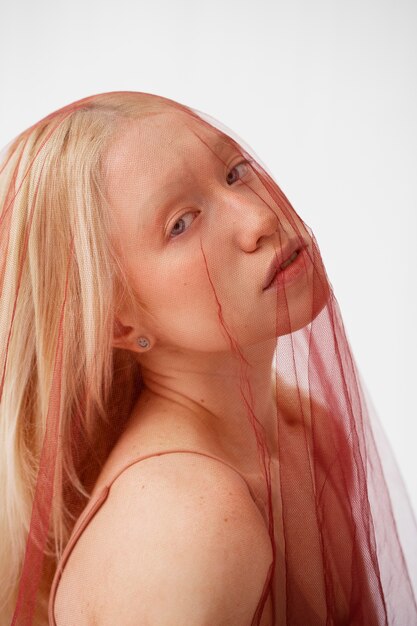 Portrait of beautiful albino woman