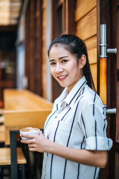 Portrait of beautiful asian woman relax at cafe