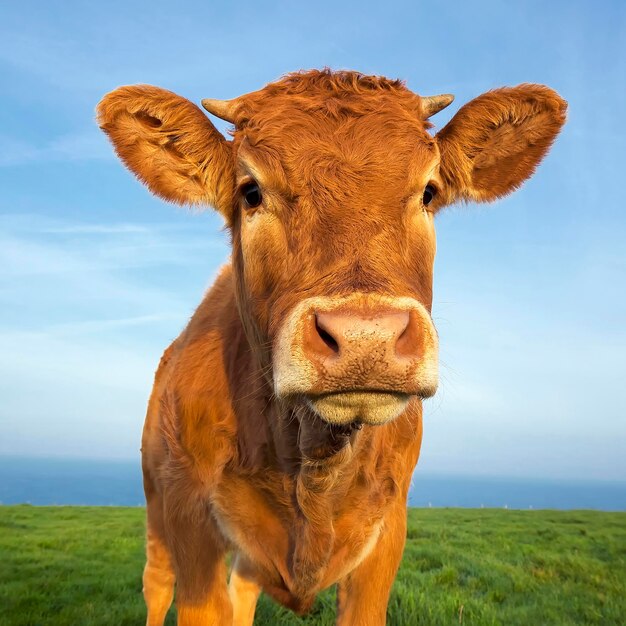 Free Photo portrait of beautiful brown cow