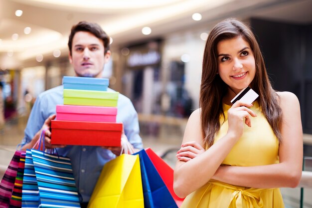 Portrait of a beautiful female shopaholic