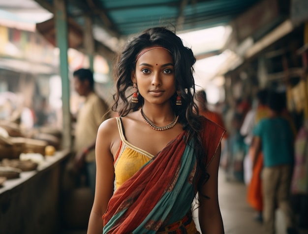 Free Photo portrait of beautiful indian woman