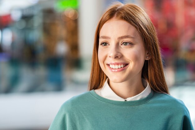 Portrait of beautiful redhead lady