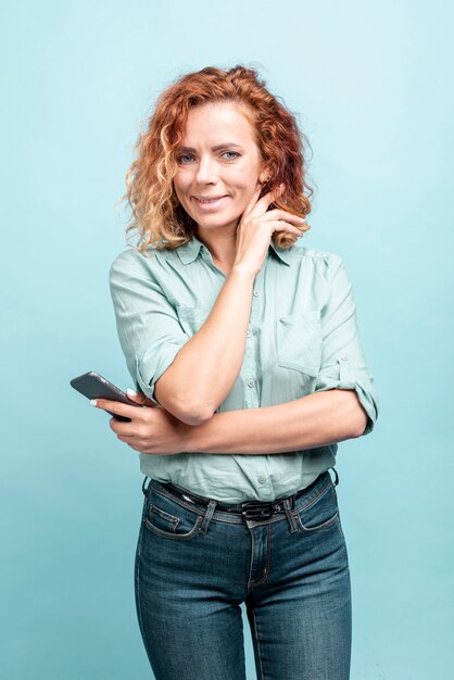 Portrait of beautiful woman with curly hair