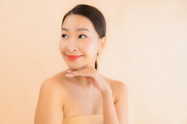 Portrait beautiful young asian face woman with beauty spa concept