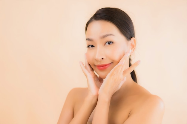 Portrait beautiful young asian face woman with beauty spa concept