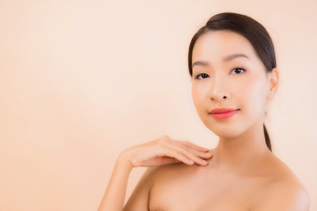 Portrait beautiful young asian face woman with beauty spa concept