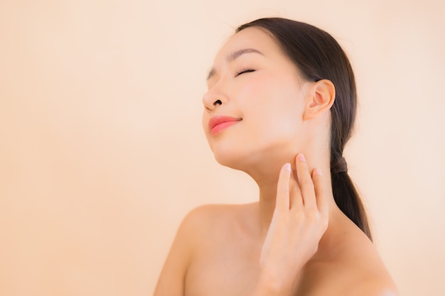 Portrait beautiful young asian face woman with beauty spa concept