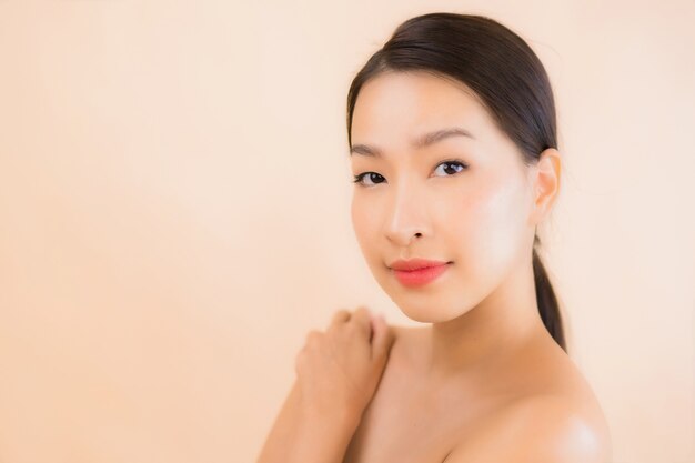 Portrait beautiful young asian face woman with beauty spa concept