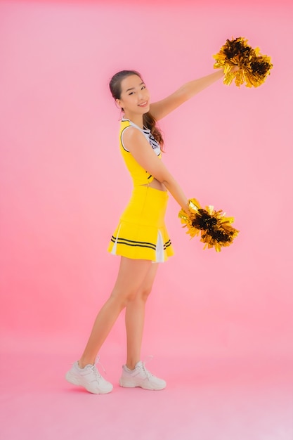 Portrait beautiful young asian woman cheerleader