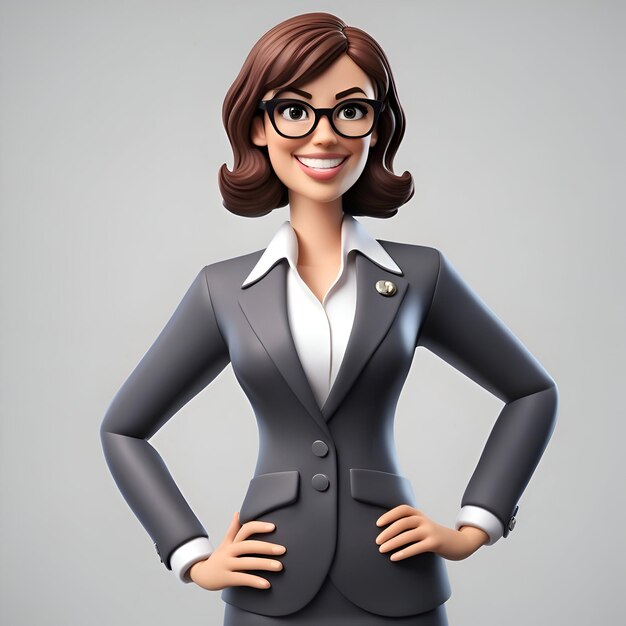 Free Photo portrait of beautiful young business woman in black suit and glasses