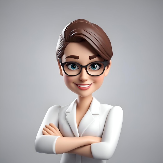 Free Photo portrait of beautiful young business woman in white suit and eyeglasses