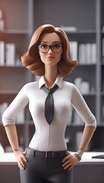 Free Photo portrait of beautiful young businesswoman in eyeglasses standing in office