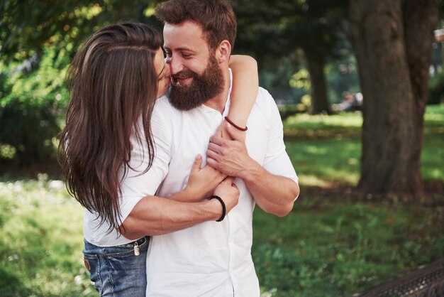 portrait of a beautiful young couple smiling together