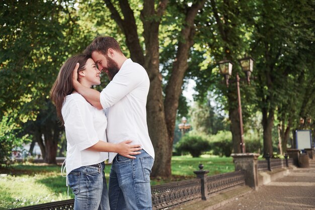 portrait of a beautiful young couple smiling together