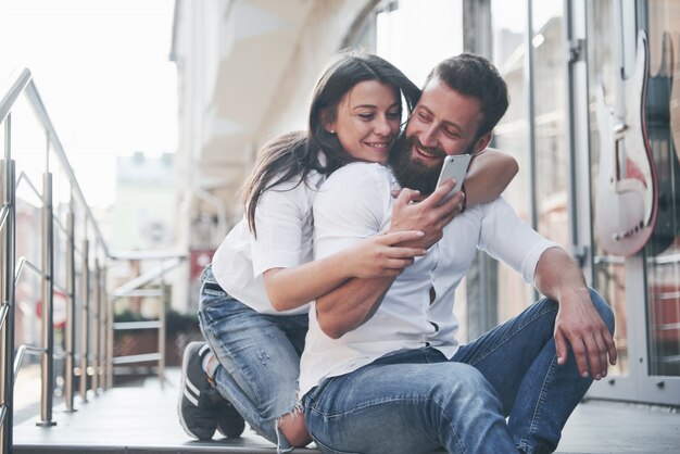 portrait of a beautiful young couple smiling together.