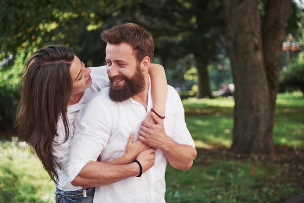 Portrait of a beautiful young couple smiling together.