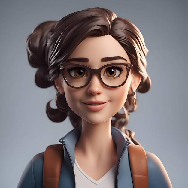 Portrait of a beautiful young woman with stylish hairstyle and glasses