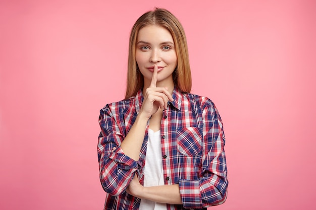 Portrait of blonde woman in striped shirt