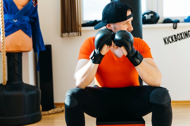 Portrait of boxer in the gym