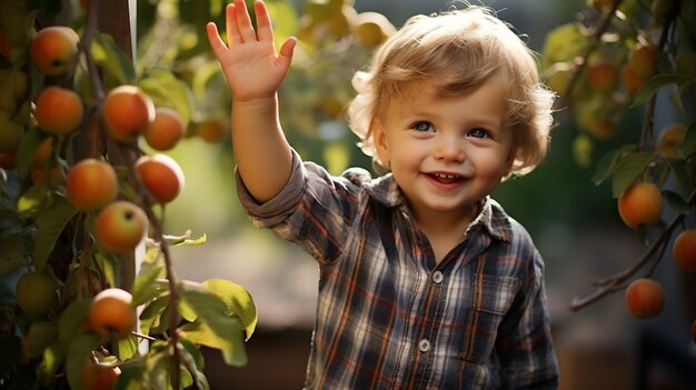 Portrait of boy with apricots