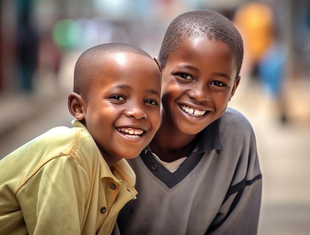 Portrait of boys smiling outdoor