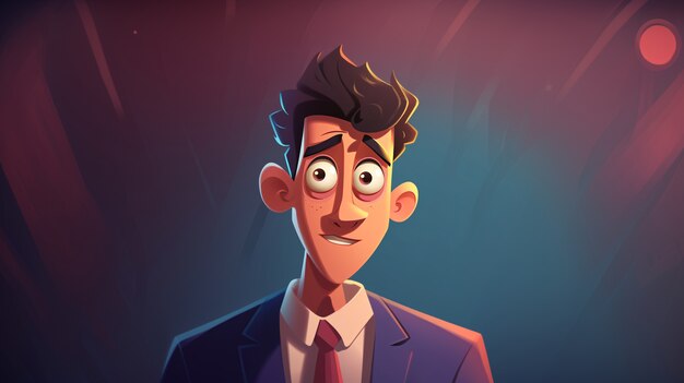 Portrait of businessman in cartoon style