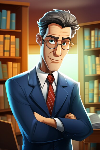 Portrait of businessman in cartoon style