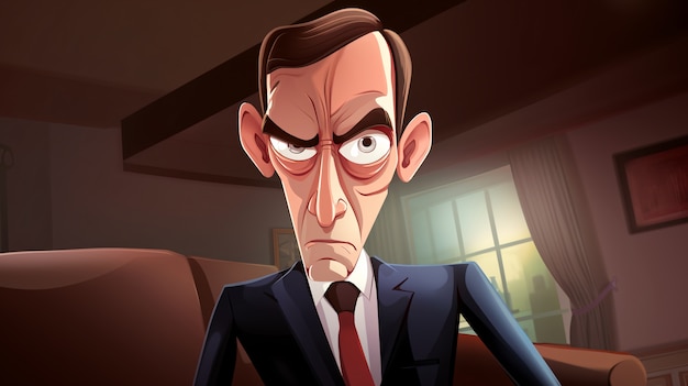 Portrait of businessman in cartoon style