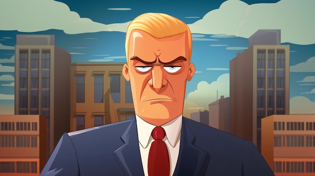 Free photo portrait of businessman in cartoon style