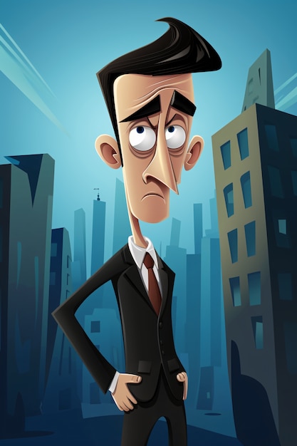 Portrait of businessman in cartoon style