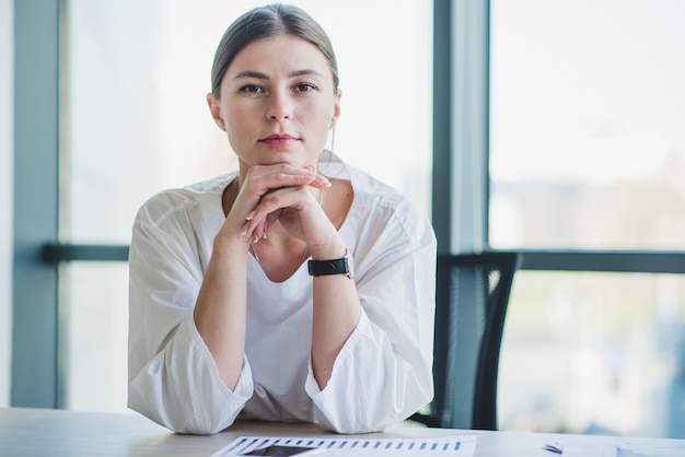 Portrait of a businesswoman at a desk