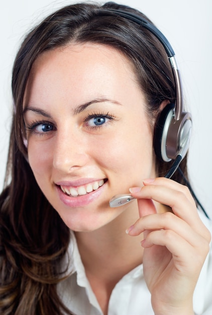 Free Photo portrait of a call center operator woman