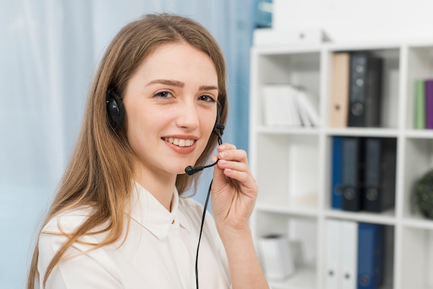 Portrait of call center woman