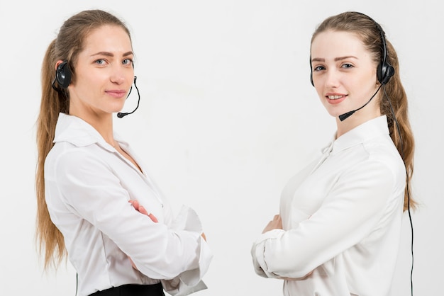 Free photo portrait of call center women