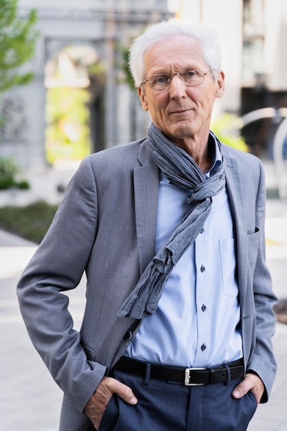 Portrait of casual older man in the city