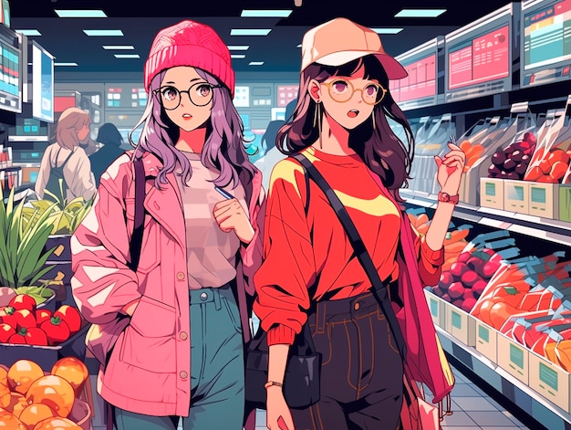 Free photo portrait of character shopping in anime style