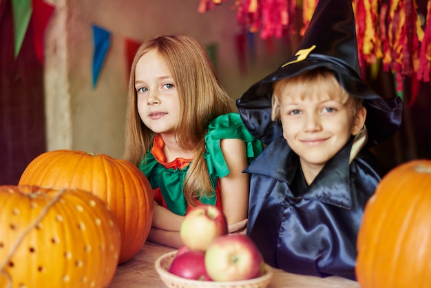 Portrait of charming little boy and girl