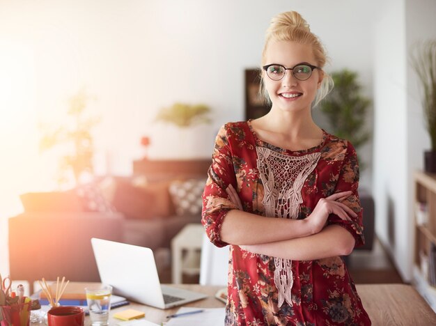 Portrait of cheerful young businesswoman