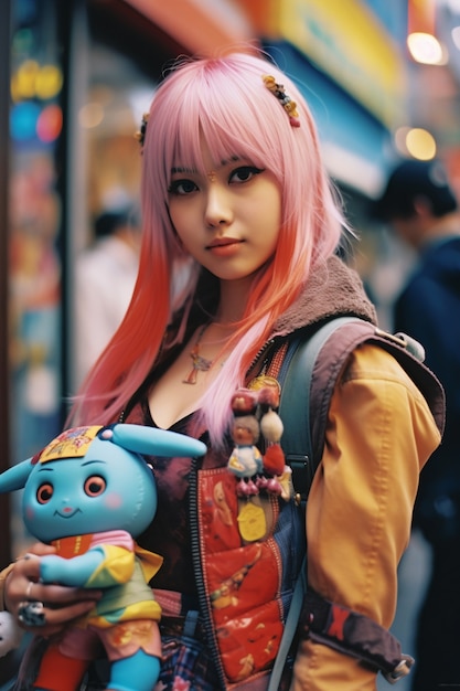 Portrait of cosplay artist dressed up as anime characters