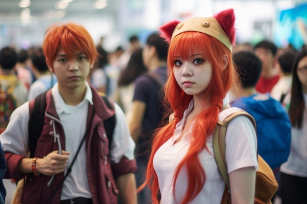 Portrait of cosplay artist dressed up as anime characters