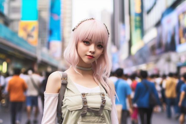 Free Photo portrait of cosplay artist dressed up as anime characters