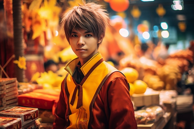 Portrait of cosplay artist dressed up as anime characters