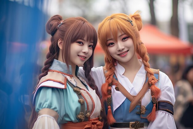 Portrait of cosplay artist dressed up as anime characters