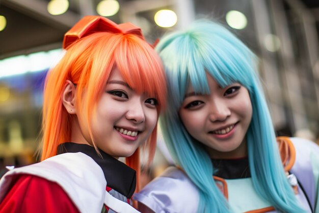 Portrait of cosplay artist dressed up as anime characters