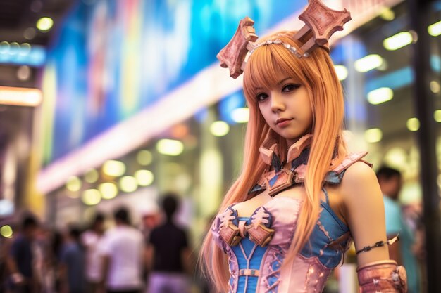 Portrait of cosplay artist dressed up as anime characters