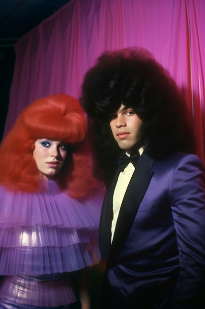 Free photo portrait of couple with funny wig